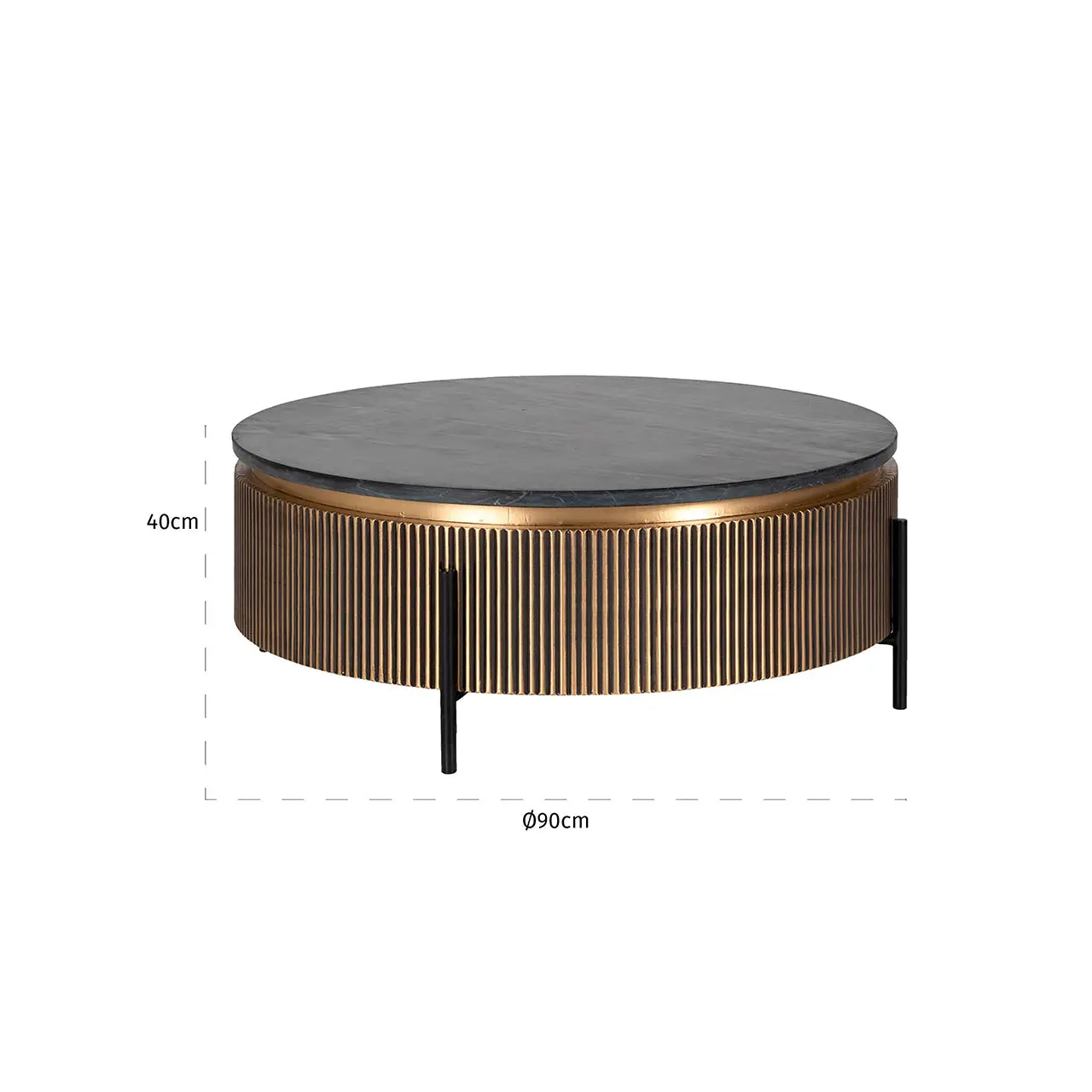 Richmond Interiors Ironville Round Coffee Table – Black Marble & Brass - Image 13