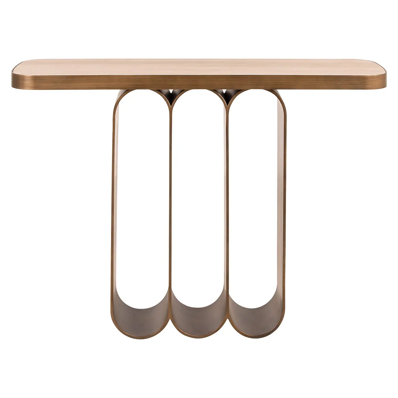 Richmond Interiors Locarno Console Table in Brushed Gold – Sculptural Console Table - Image 3