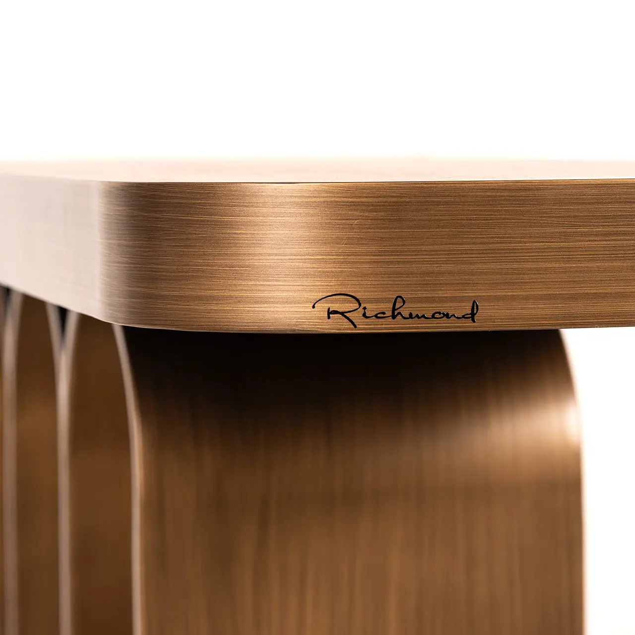 Richmond Interiors Locarno Console Table in Brushed Gold – Sculptural Console Table - Image 5