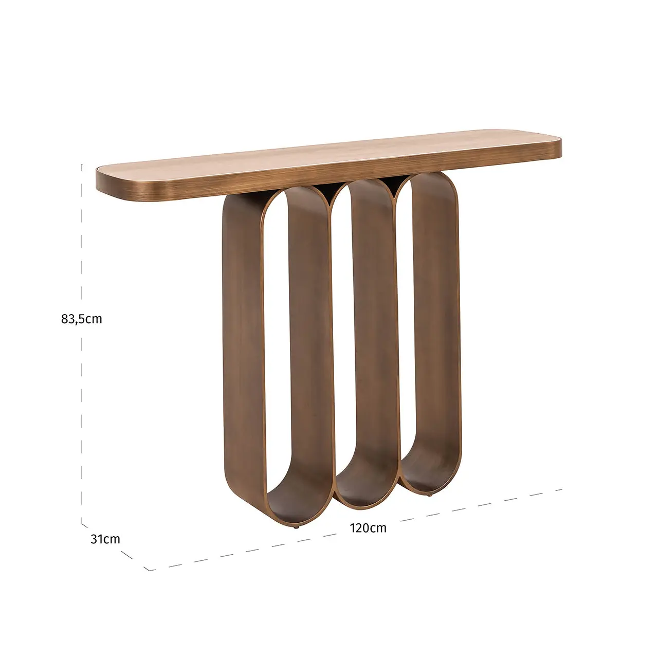 Richmond Interiors Locarno Console Table in Brushed Gold – Sculptural Console Table - Image 7