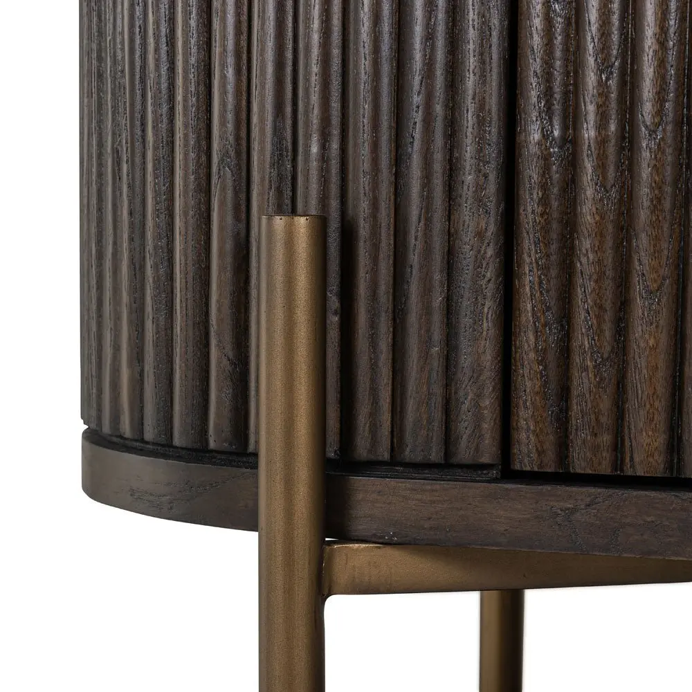 Richmond Interiors Luxor 1 Door Cabinet – Brown & Brass - Image 8