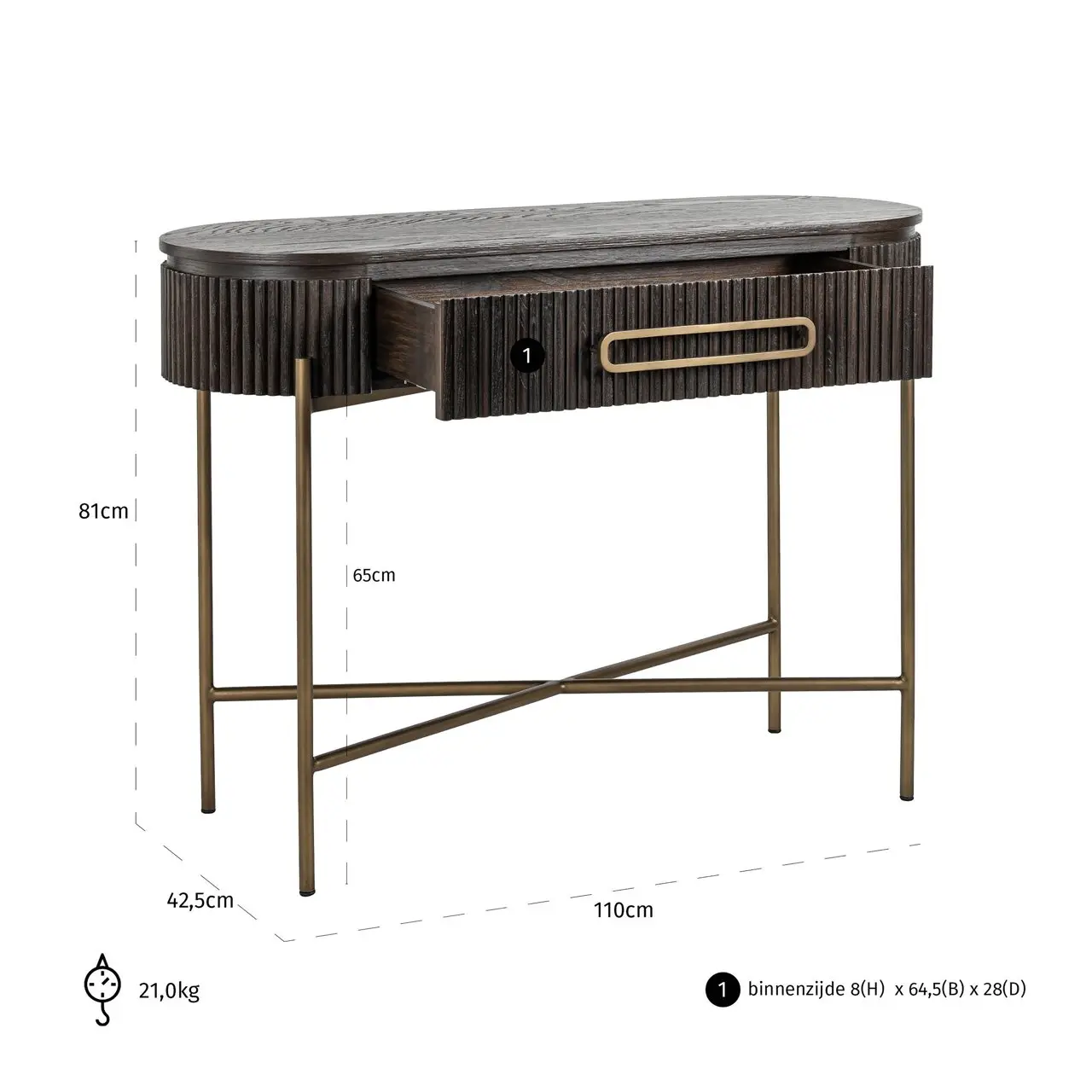 Richmond Interiors Luxor 1 Drawer Console - Image 8