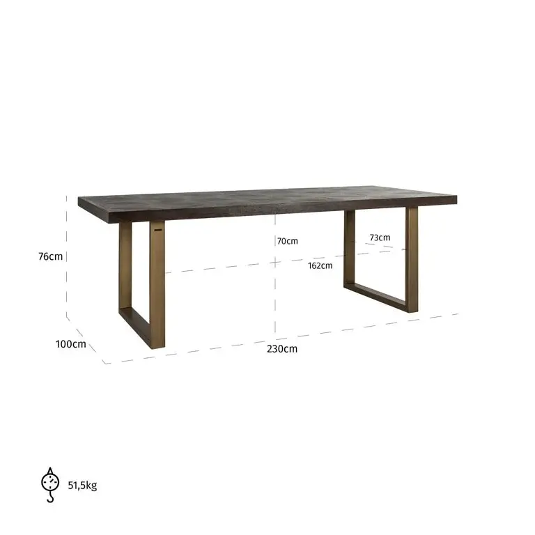 Richmond Interiors Luxor 230cm Diamond Dining Table in Brown - Image 4