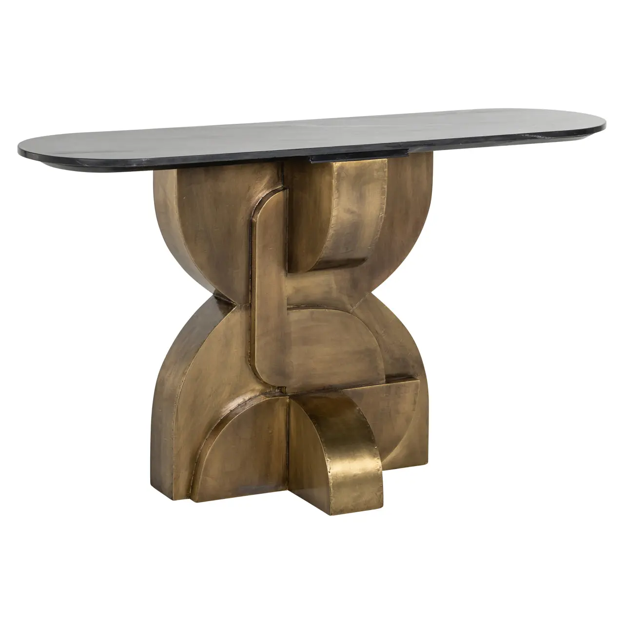Richmond Interiors Maddox Console Table in Black/Gold
