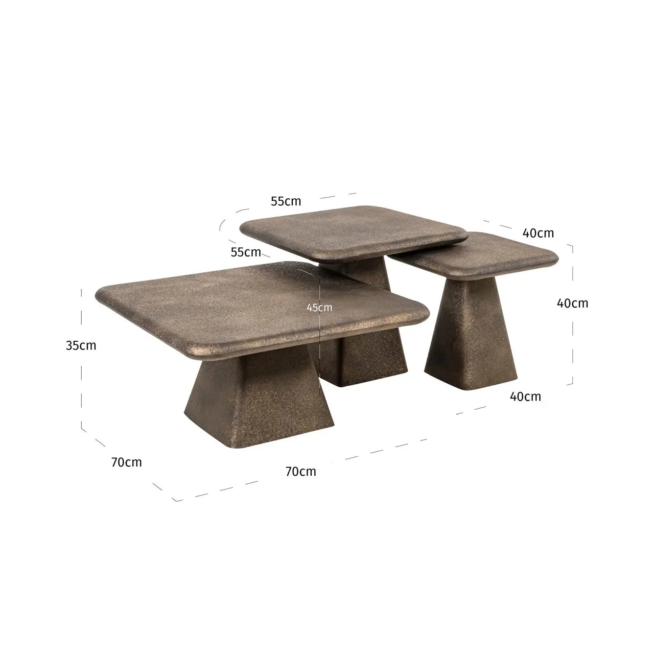 Richmond Interiors Marlie Set of 3 Coffee Tables in Gold - Image 7