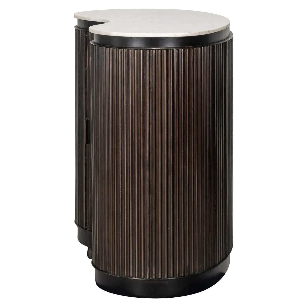Richmond Interiors Mayfield 1-Door Ribbed Mango Wood Bar Table with Marble Top - Image 3