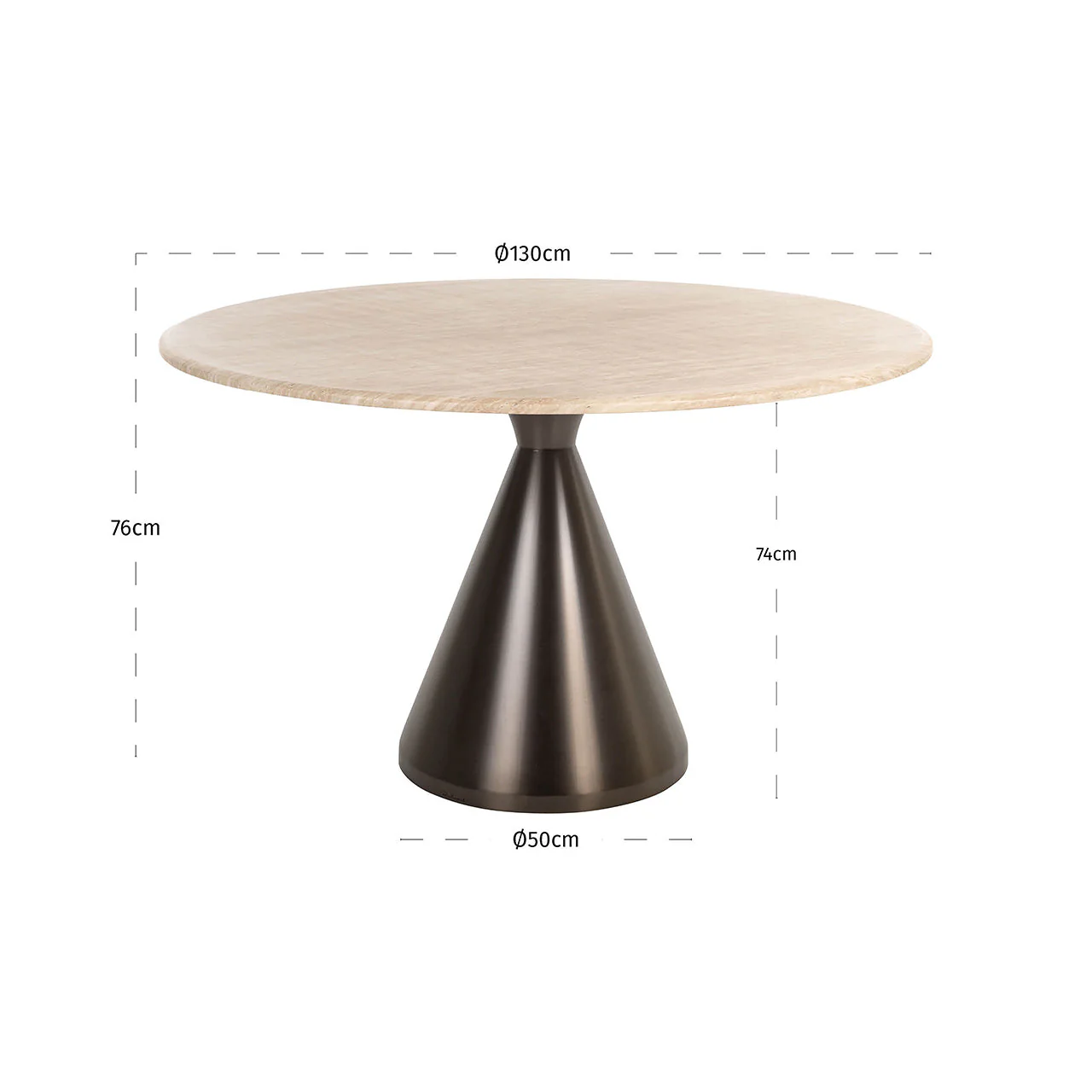 Richmond Interiors Montgommery 130cm Dining Table in Beige - Image 4