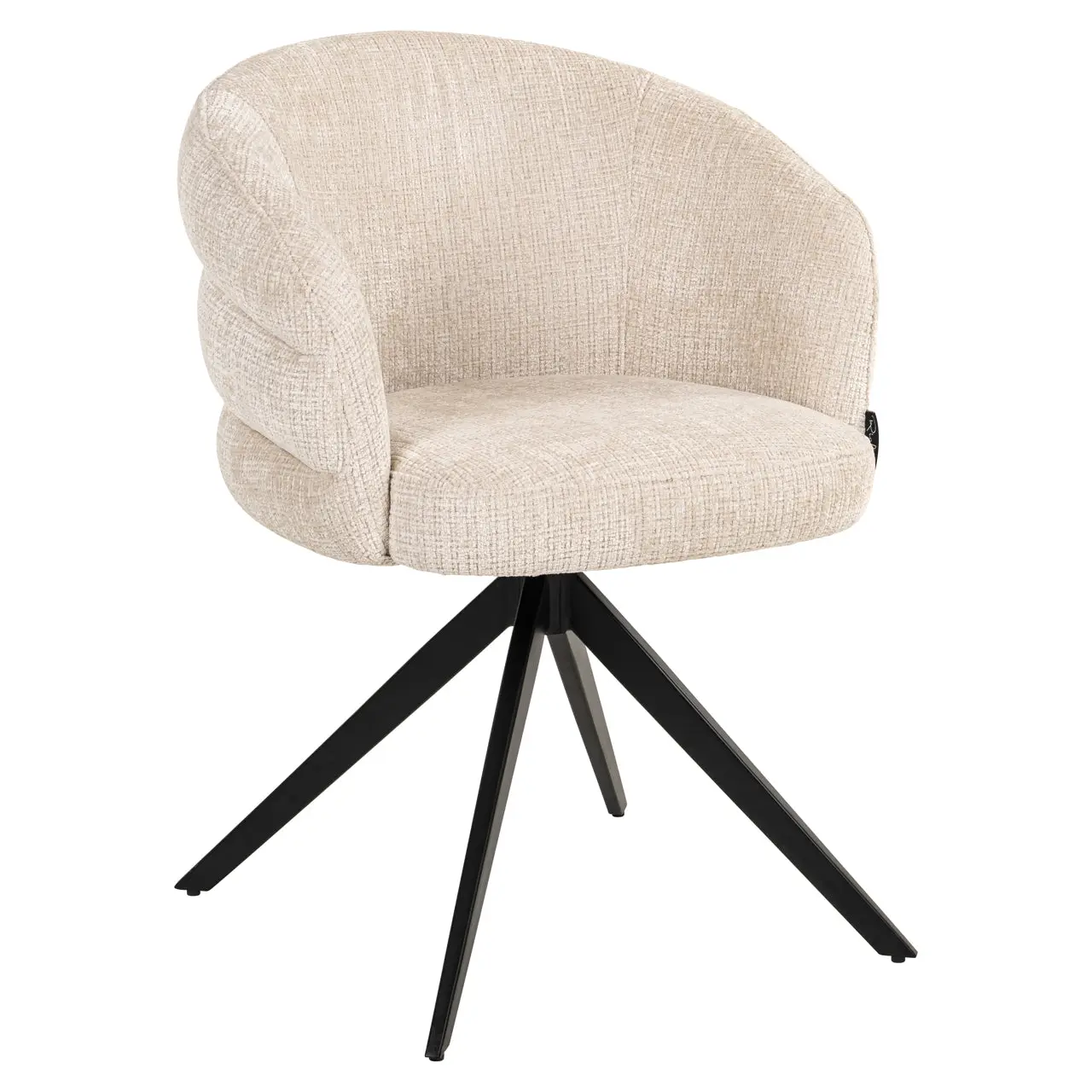 Richmond Interiors Niagara Swivel Dining Chair in Beige – Modern Chenille Armchair - Image 3