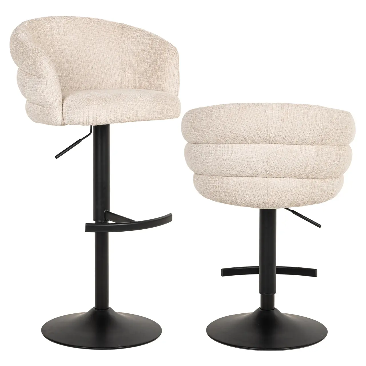 Richmond Interiors Nikki Swivel Bar Stool in Niagara Beige Chenille - Image 8