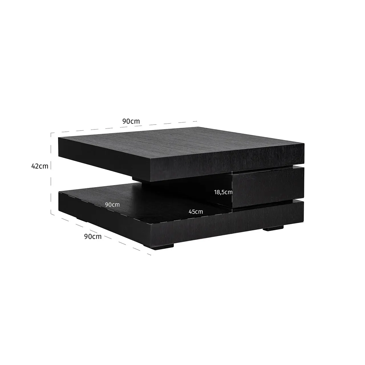 Richmond Interiors Oakura Square Coffee Table 90x90 in Black Oak Veneer - Image 5