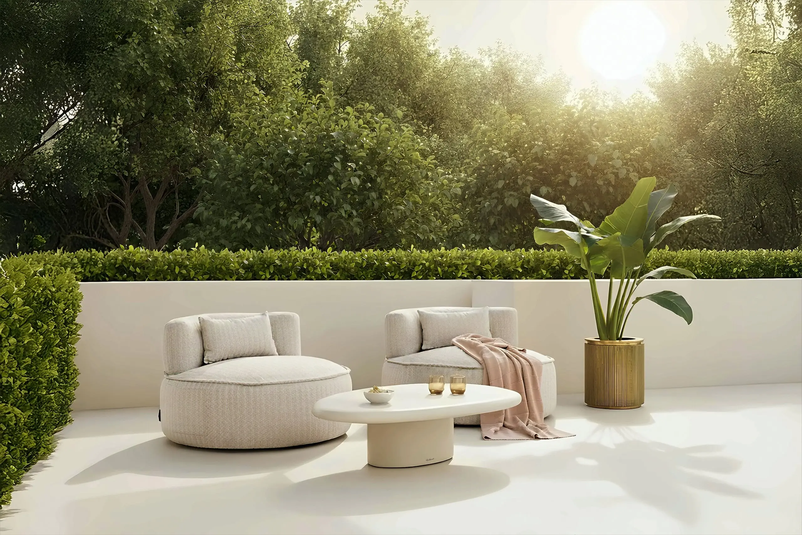 Richmond Interiors Outdoor Urban Bloom Sandstone Coffee Table - Image 3
