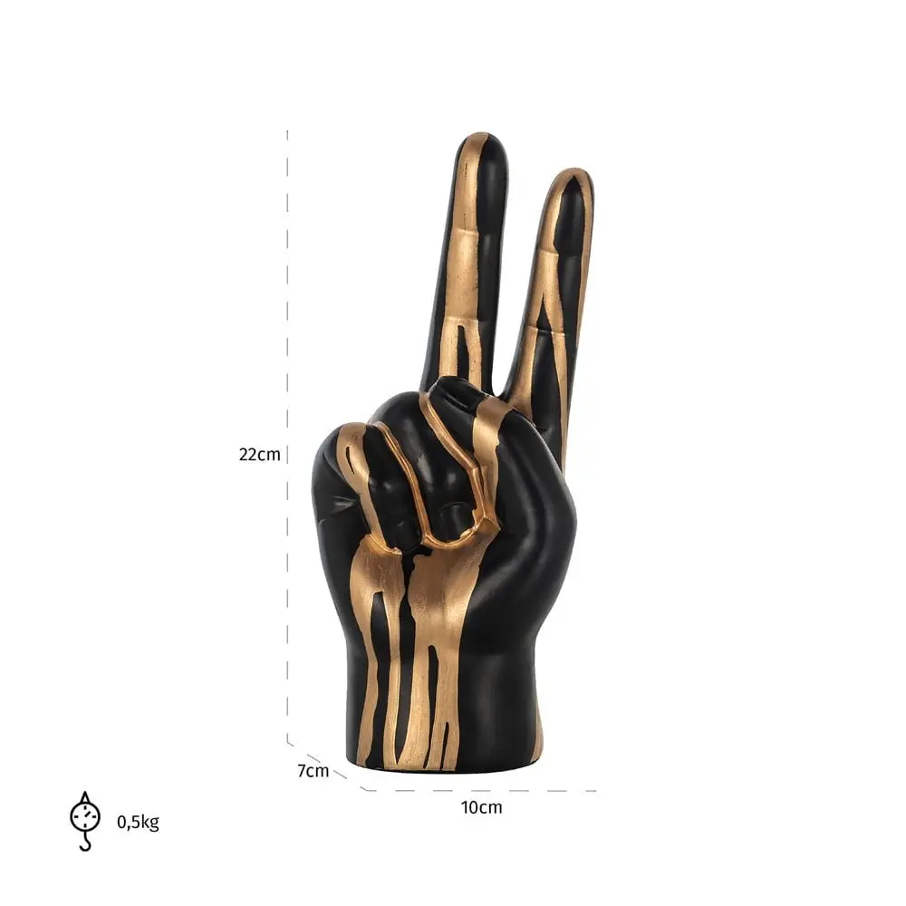 Richmond Interiors Peace Sign Hand Deco Object in Black and Gold - Image 5