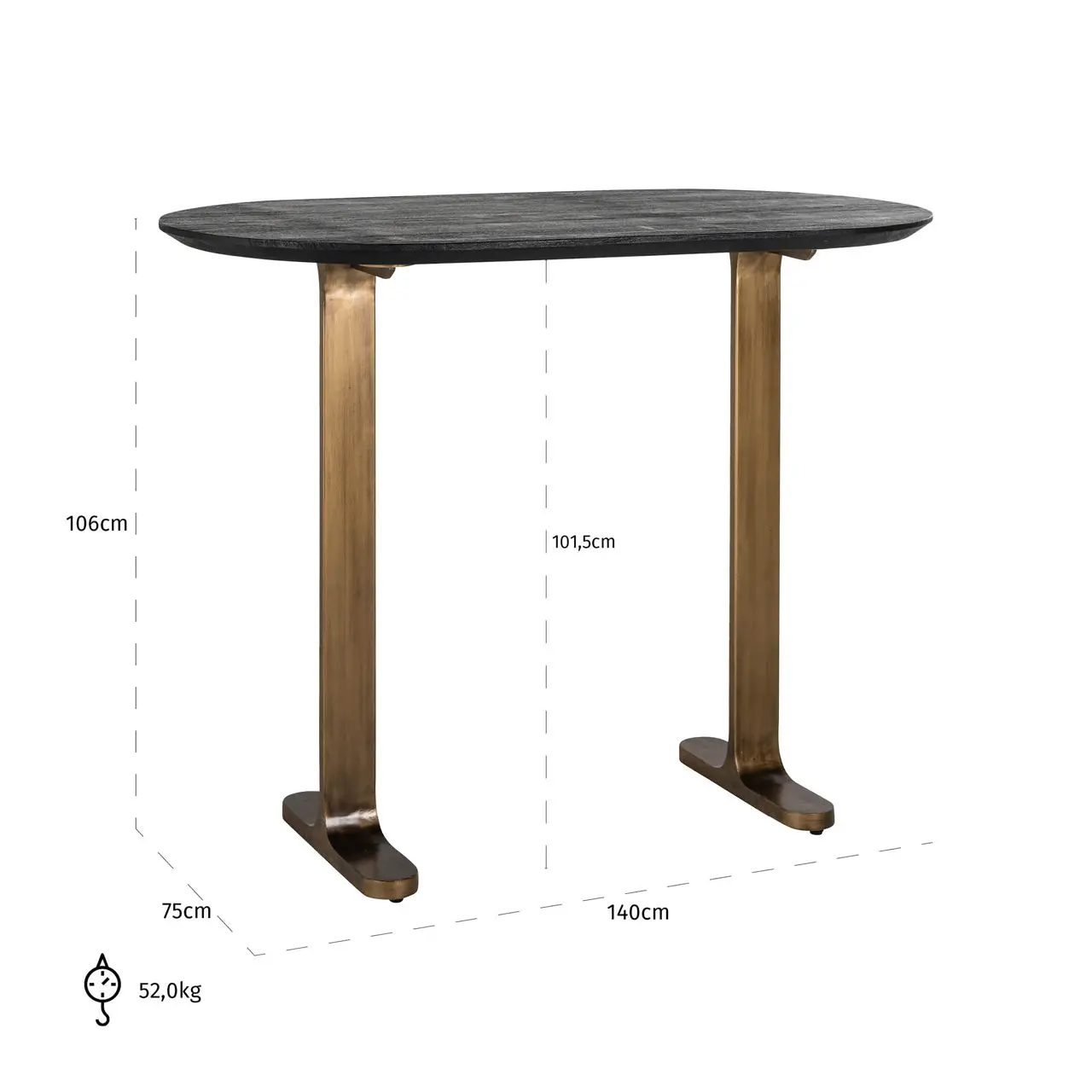 Richmond Interiors Revelin 140cm Bar Table in Black/Gold - Image 5