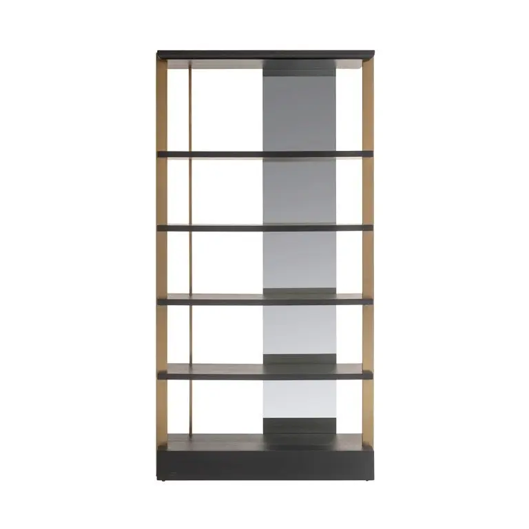 Richmond Interiors Rigley Charcoal Display Cabinet – Gold Frame Shelving - Image 5