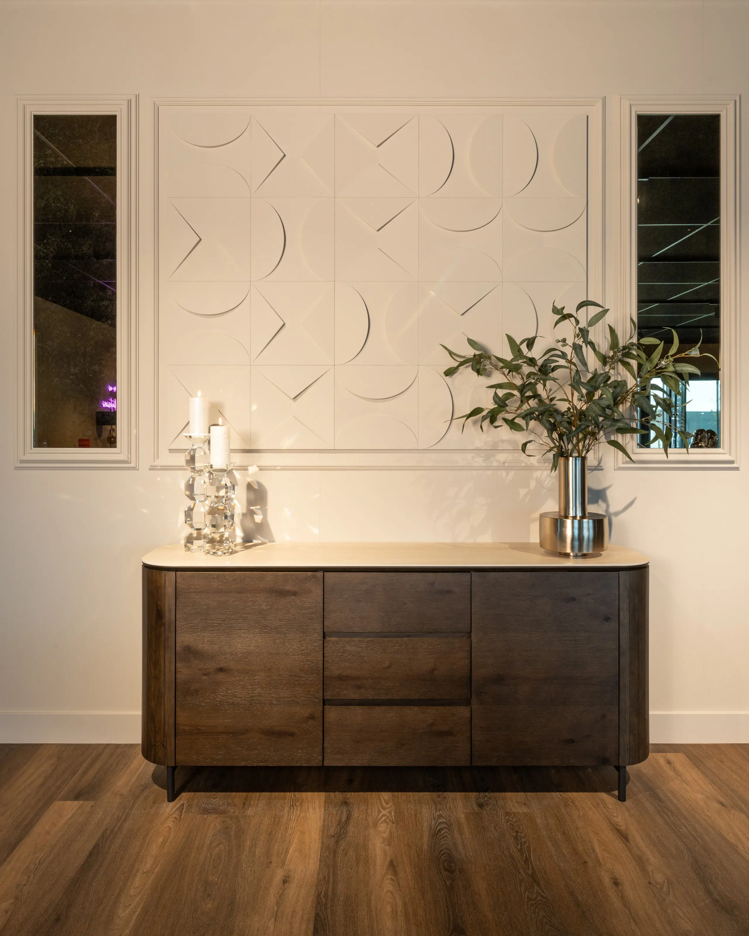 Richmond Interiors Ritz Sideboard in Brown – 2 Door 3 Drawer Cabinet with Travertine Top - Image 12
