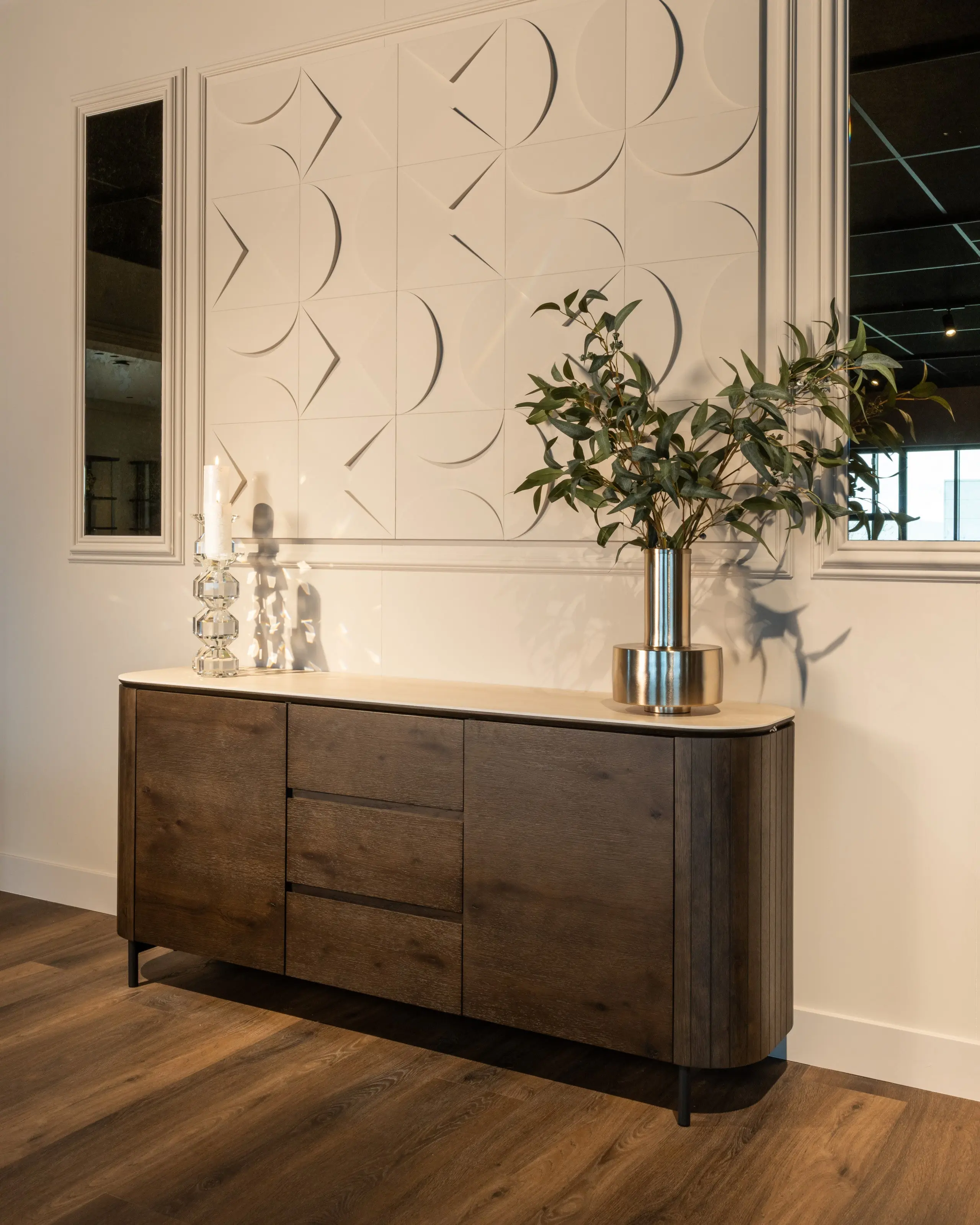 Richmond Interiors Ritz Sideboard in Brown – 2 Door 3 Drawer Cabinet with Travertine Top - Image 13