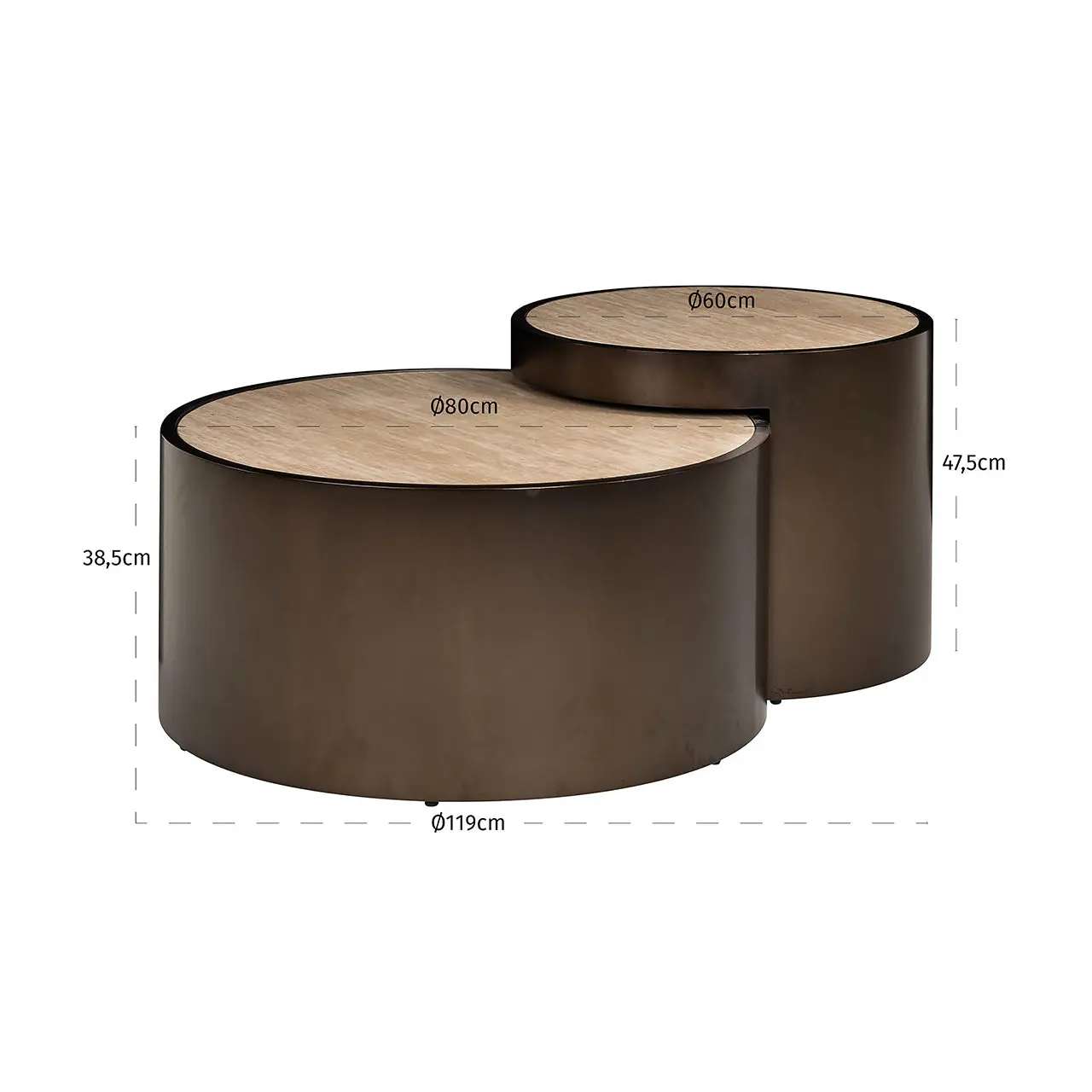 Richmond Interiors Ronson Set of 2 Coffee Table in Beige – Modern Nesting Tables - Image 6