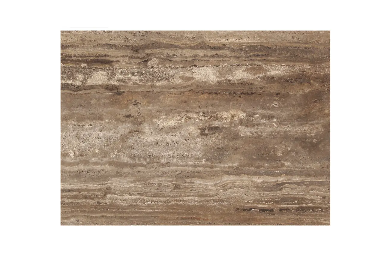 Richmond Interiors Russo Brown 3 Drawer Nightstand with Travertine Top - Image 4