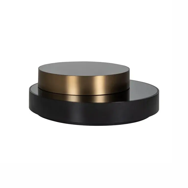 Richmond Interiors Slice Black & Gold Coffee Table – Rotating Mirrored Top - Image 3