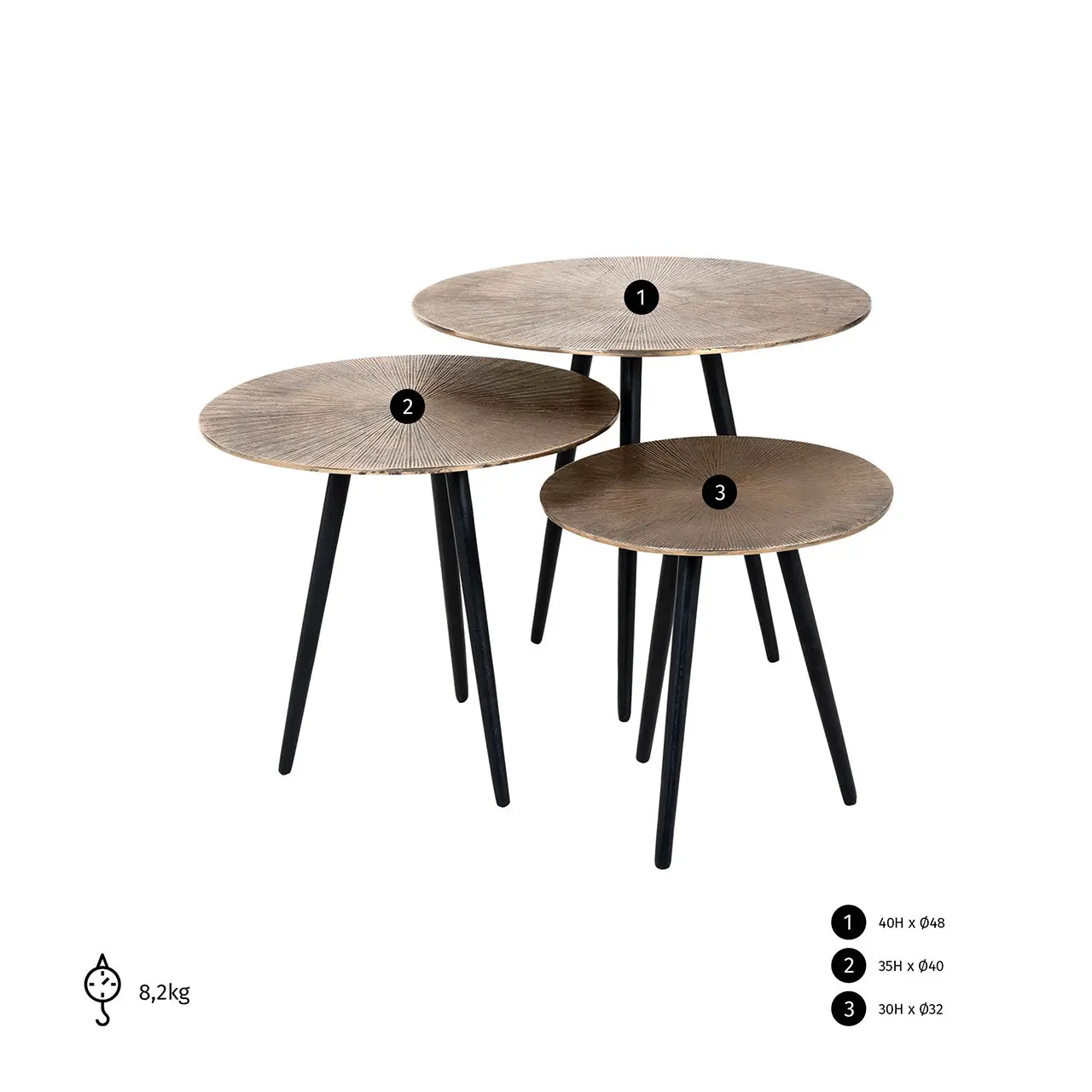 Richmond Interiors Vittorio Set of 3 Nesting Coffee Tables in Champagne Gold - Image 4