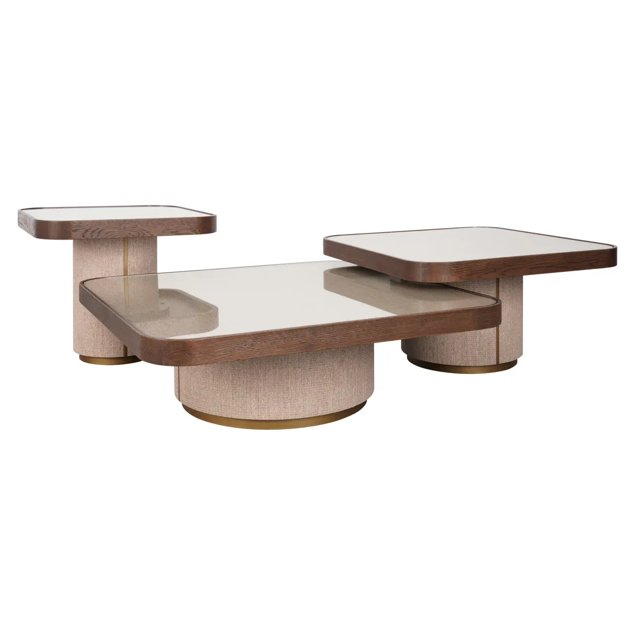 Richmond Interiors Willox Brown Coffee Table Set with Glass (Set of 2)
