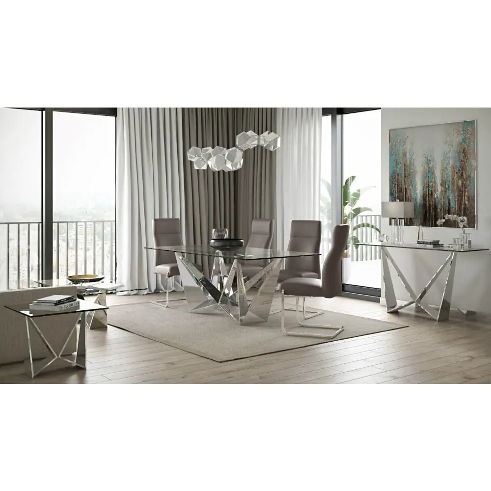 Rigel Glass Stainless Steel Console Table - Image 3