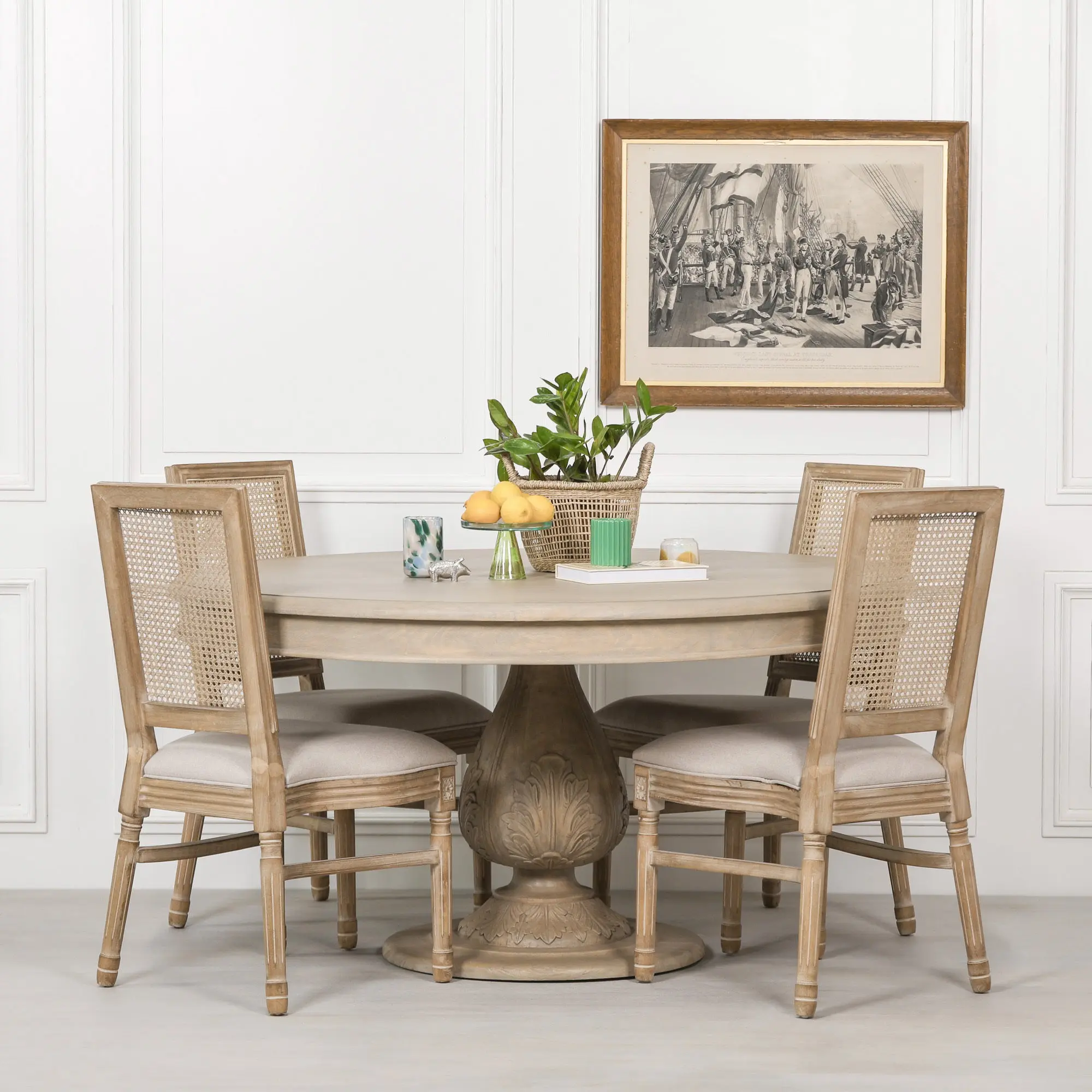Rustic Light Wood 150cm Round Acorn Dining Table – Handcrafted Hardwood Design - Image 4