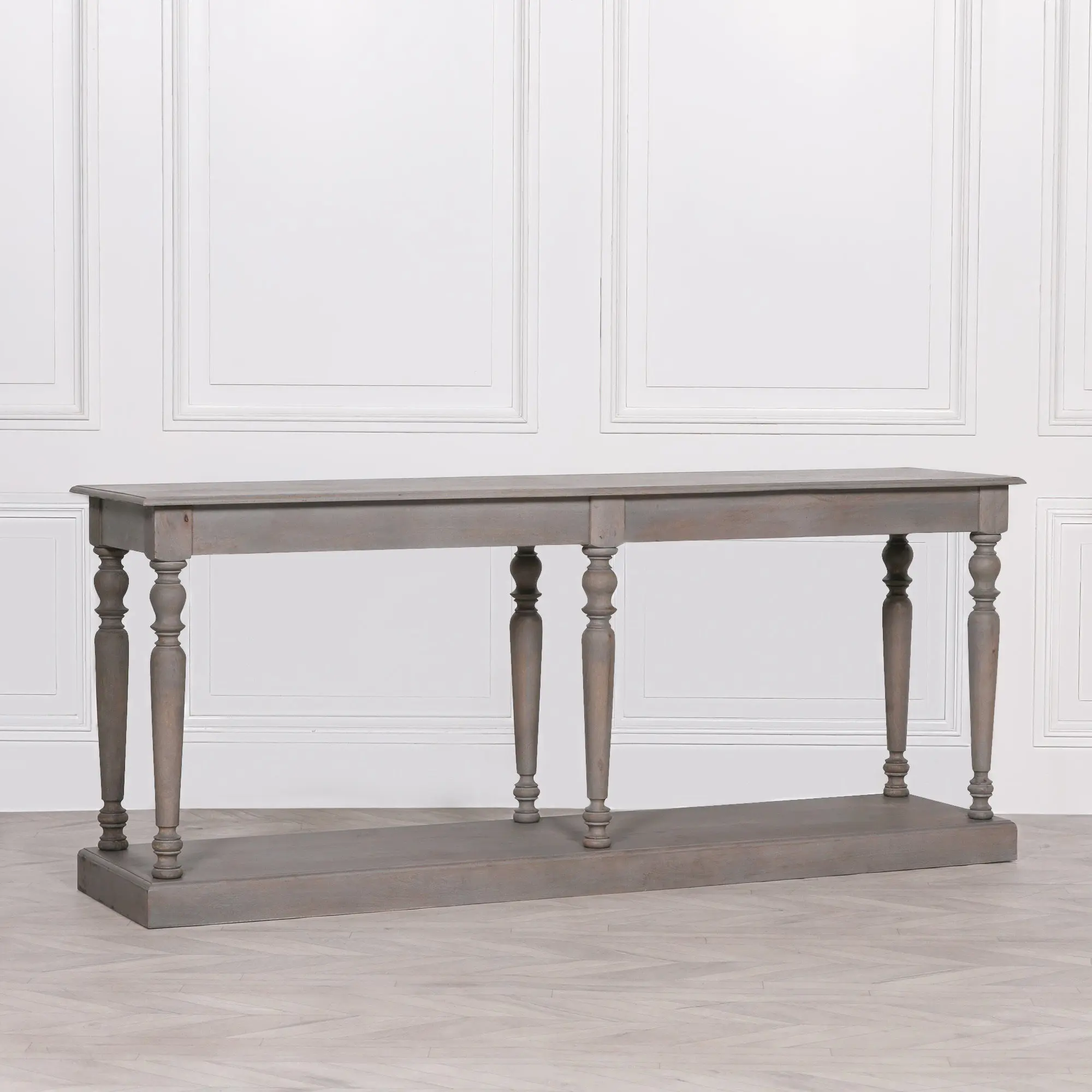 Rustic Wooden Column Leg Console Table – Handcrafted Solid Wood Hall Table - Image 7