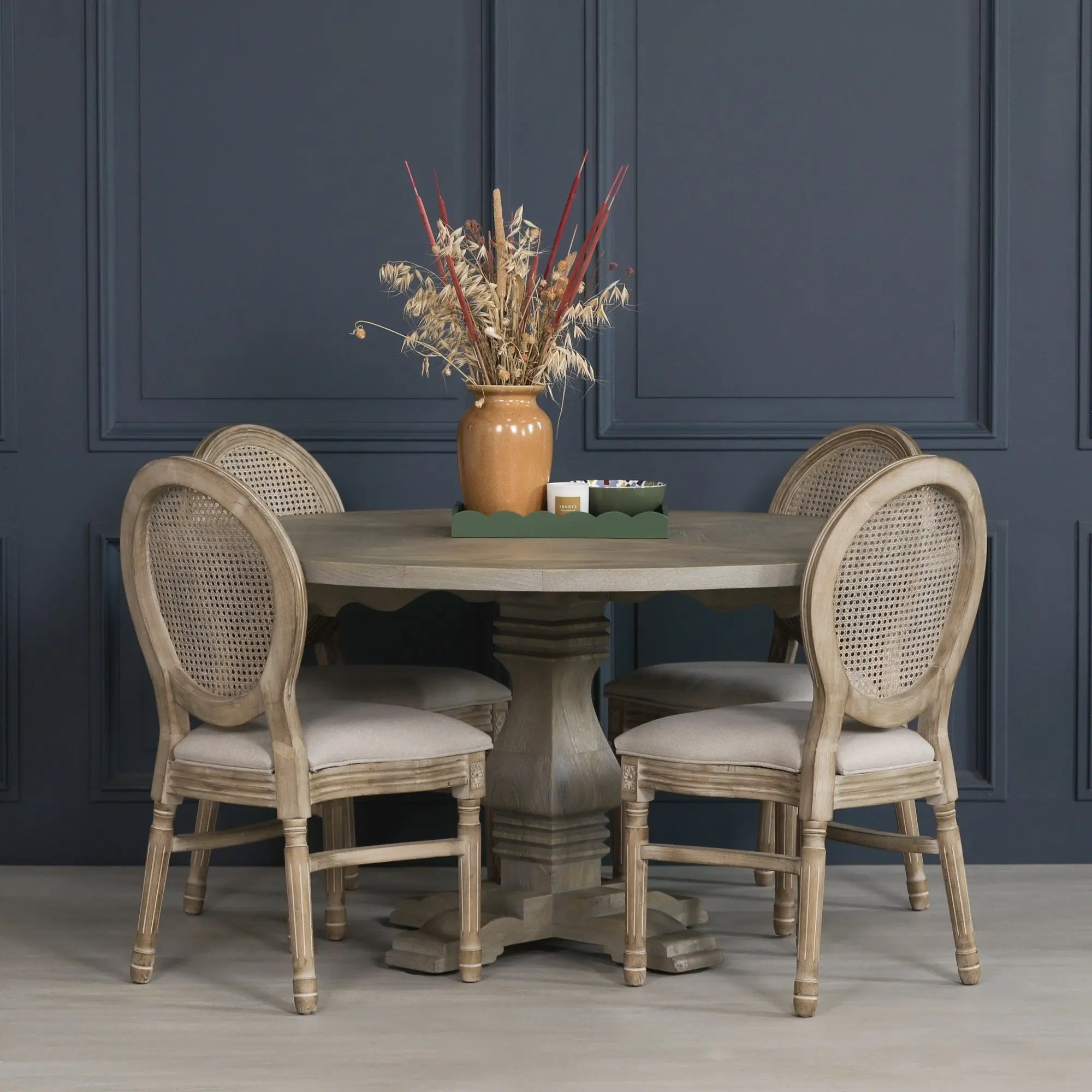 Rustic Wooden Round Pedestal Dining Table in White Cedar - Image 14
