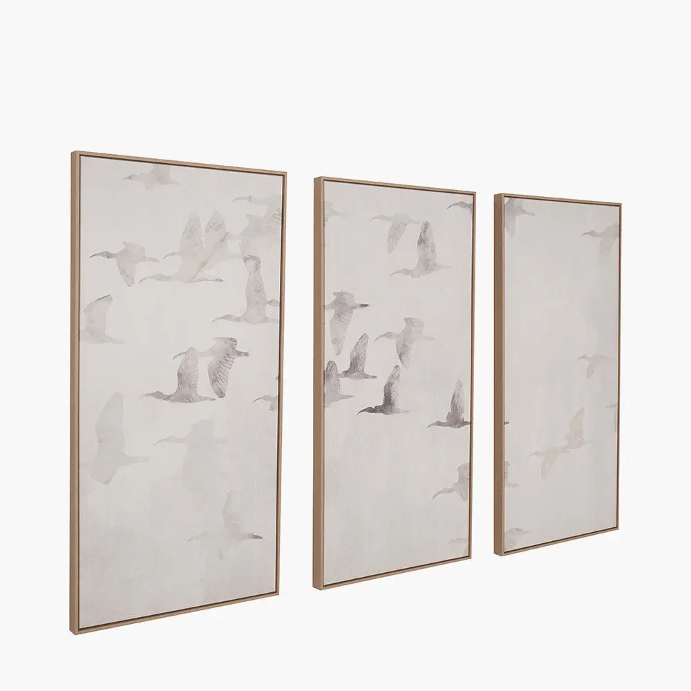 Natural and White Birds Canvases with Natural Frames Set of 3 - Pacific Lifestyle - Image 4
