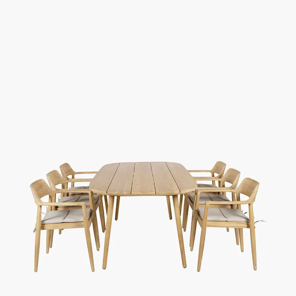 Salita Outdoor 6 Seater Dining Set in Natural Wood & Oatmeal - Pacific Lifestyle - Image 5