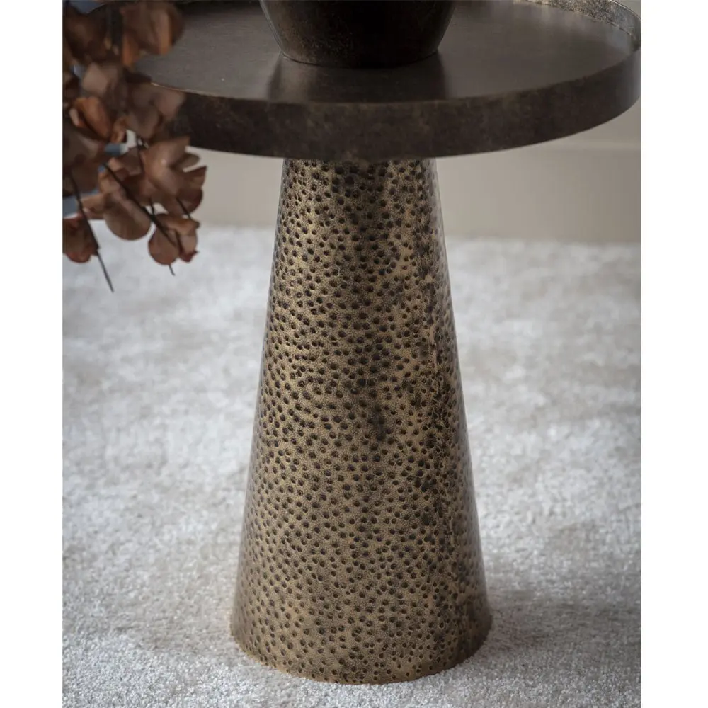 Samara Iron Side Table in Rustic Antique Gold - Image 4