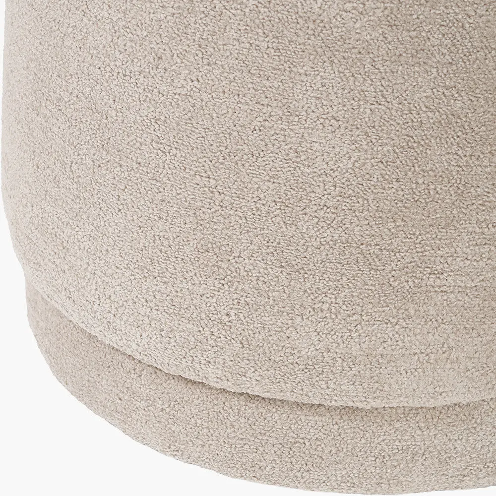 Sassari Taupe Teddy Fabric Pouffe – Cylinder Footstool - Image 5