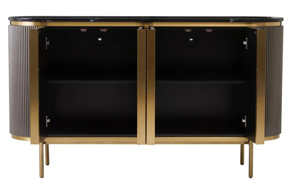 Serano Grey Four Door Sideboard With Black Marble Top - Image 4