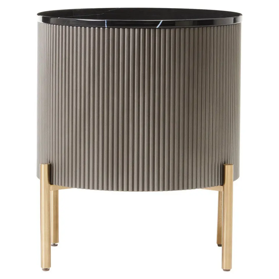 Serano Grey Two Drawer Chest with Black Marble Top - Image 4