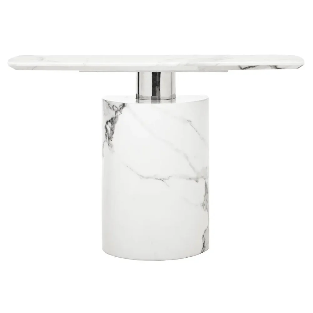 Sestro White Marble Console Table