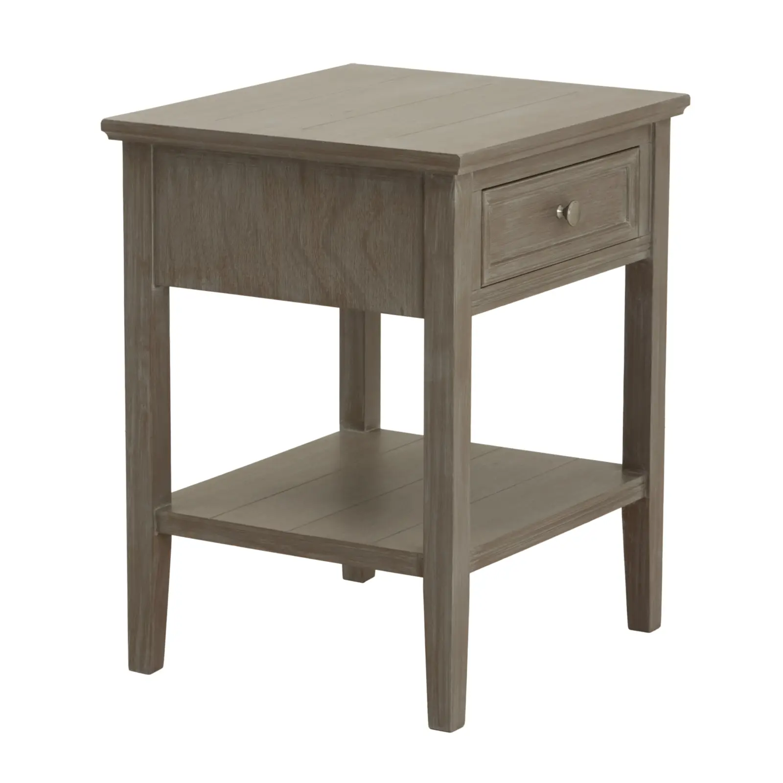 Sienna 1 Drawer Oak Side Table in Grey – Rustic Modern Design - Image 2