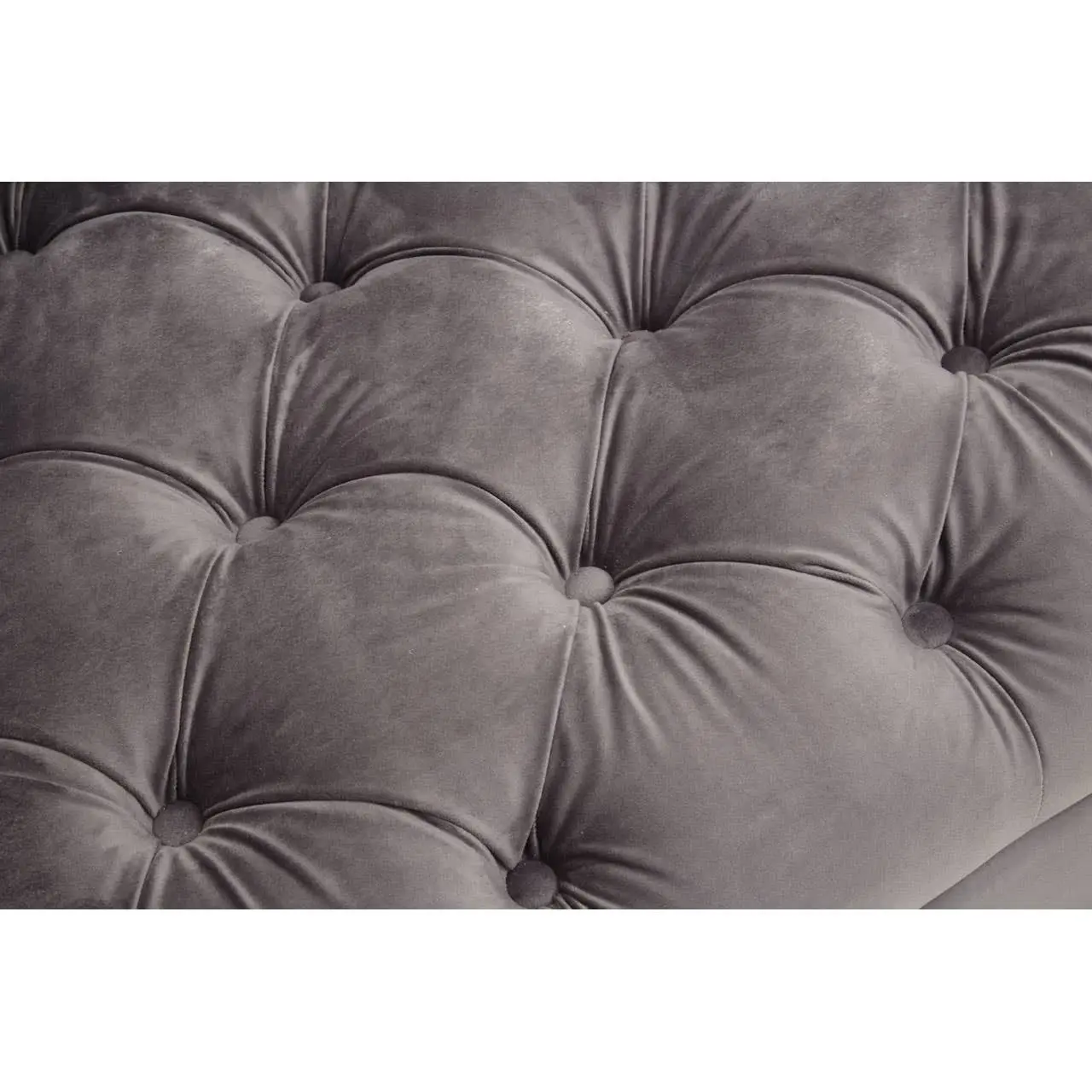 Sirella 3 Seat Pirate Grey Fabric Sofa – Deep Button Tufting & Gold Legs - Image 11