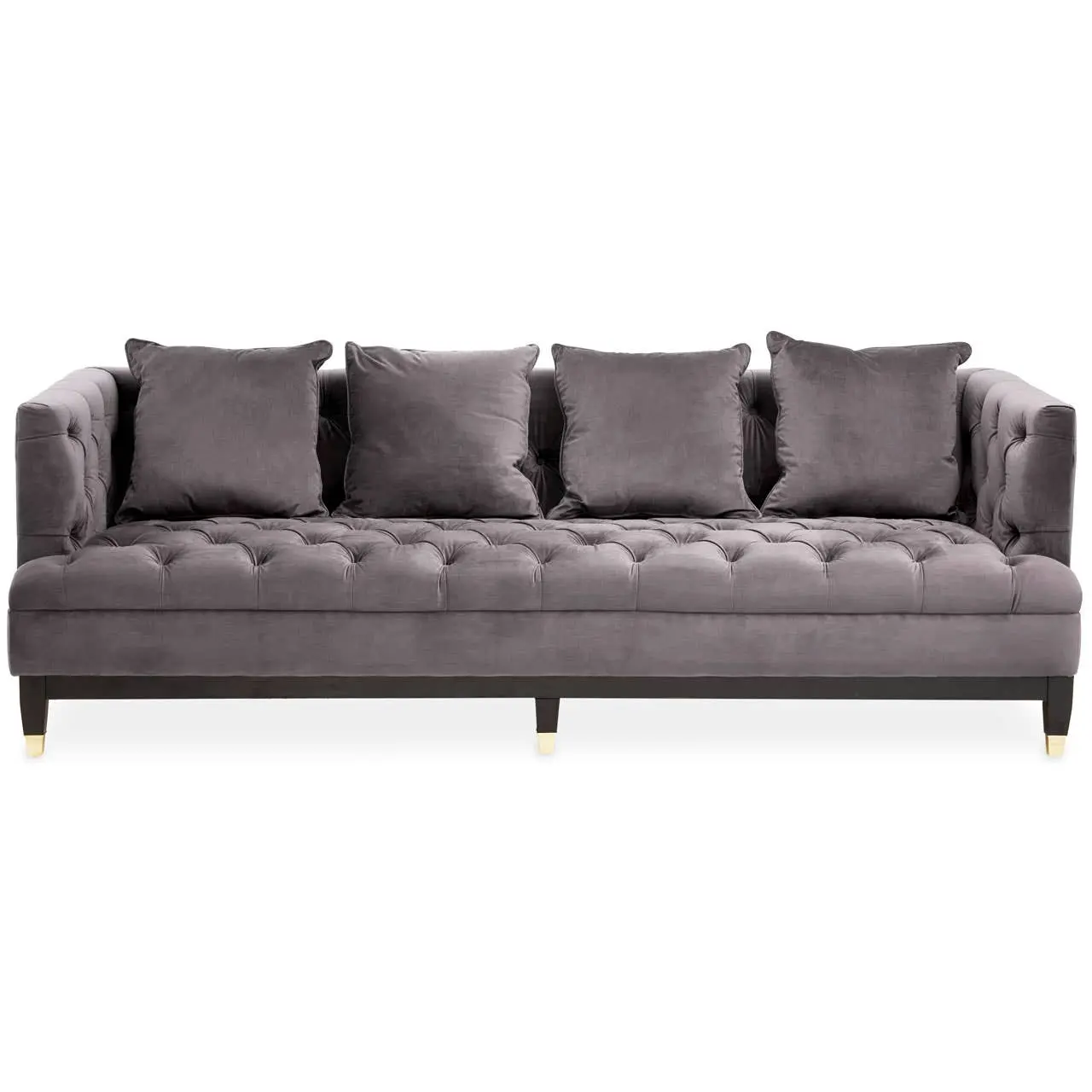 Sirella 3 Seat Pirate Grey Fabric Sofa – Deep Button Tufting & Gold Legs - Image 13