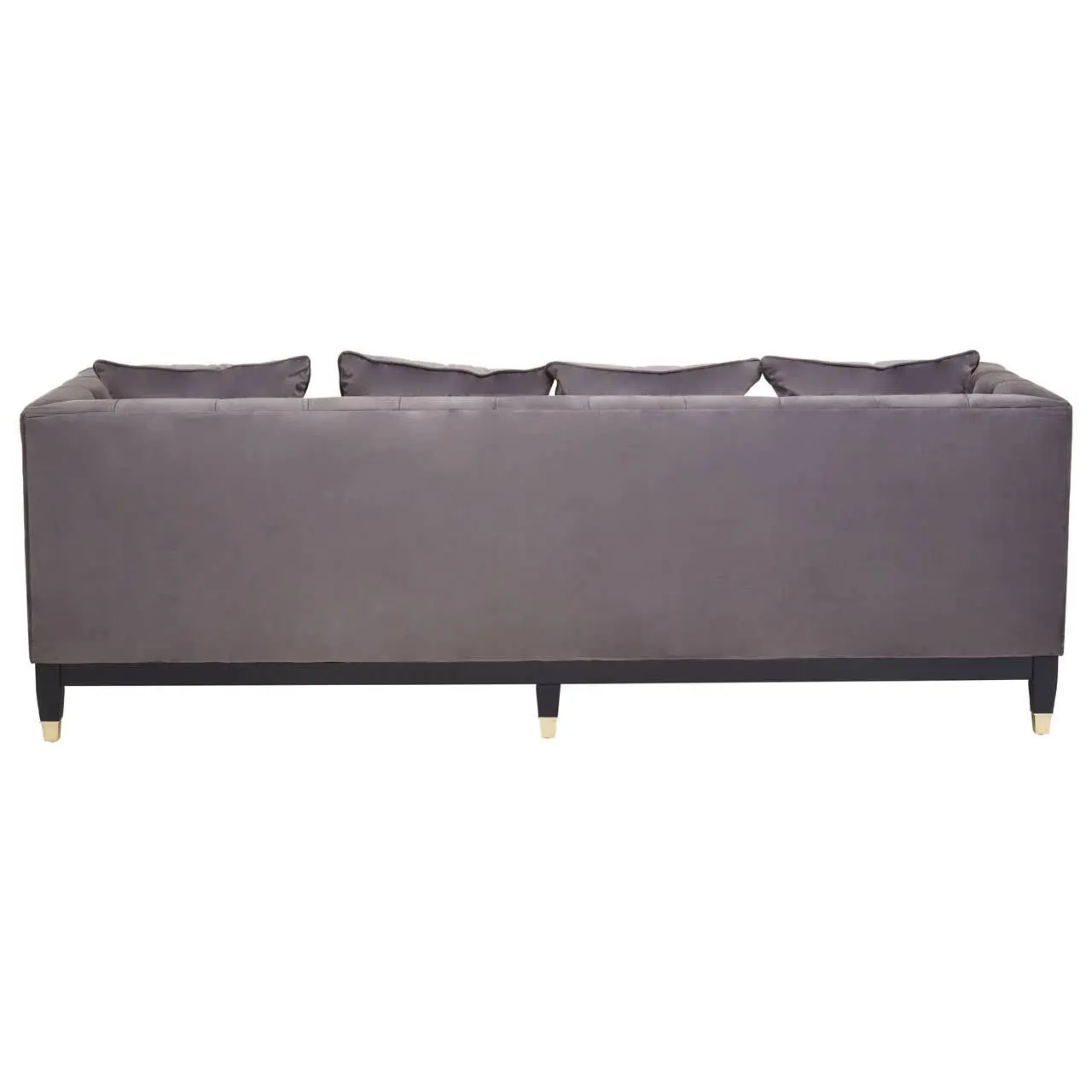 Sirella 3 Seat Pirate Grey Fabric Sofa – Deep Button Tufting & Gold Legs - Image 4