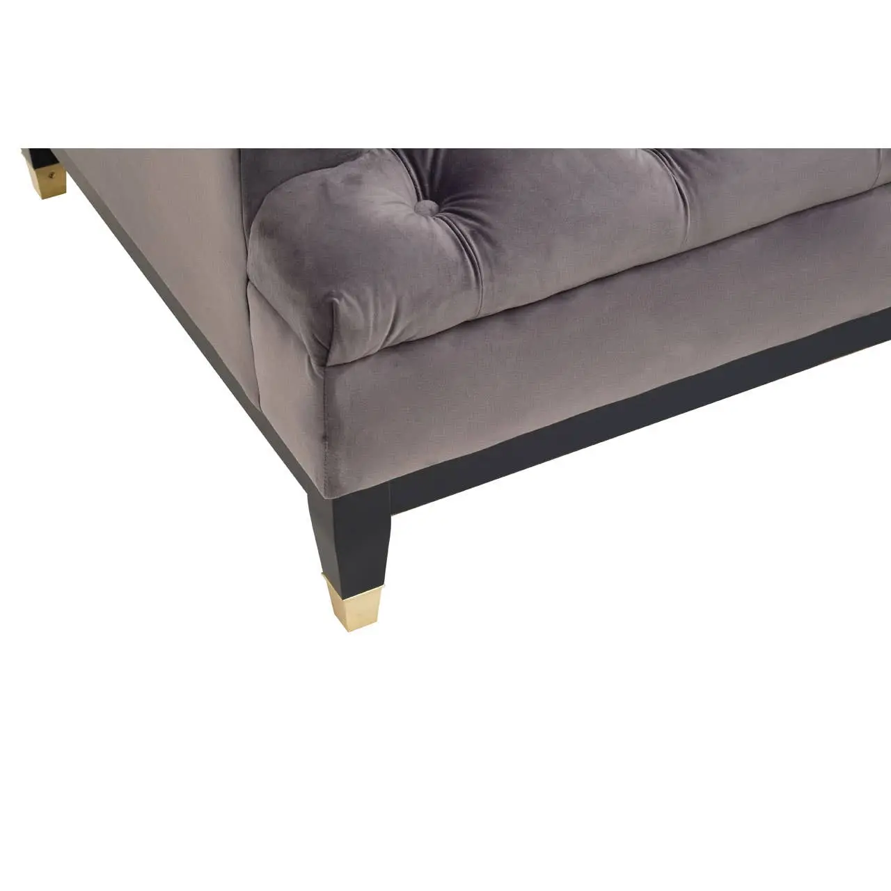 Sirella 3 Seat Pirate Grey Fabric Sofa – Deep Button Tufting & Gold Legs - Image 7