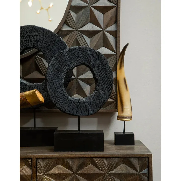 Solana Brown Mango Wood Sideboard with Geometric Floral Pattern - Image 34