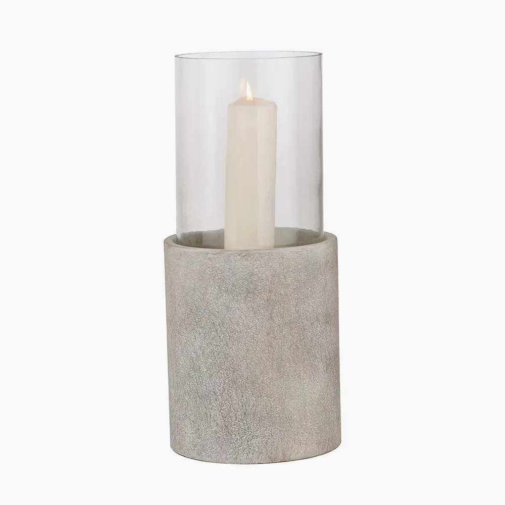 Stone Grey Metal and Clear Glass Hurricane - Image 6
