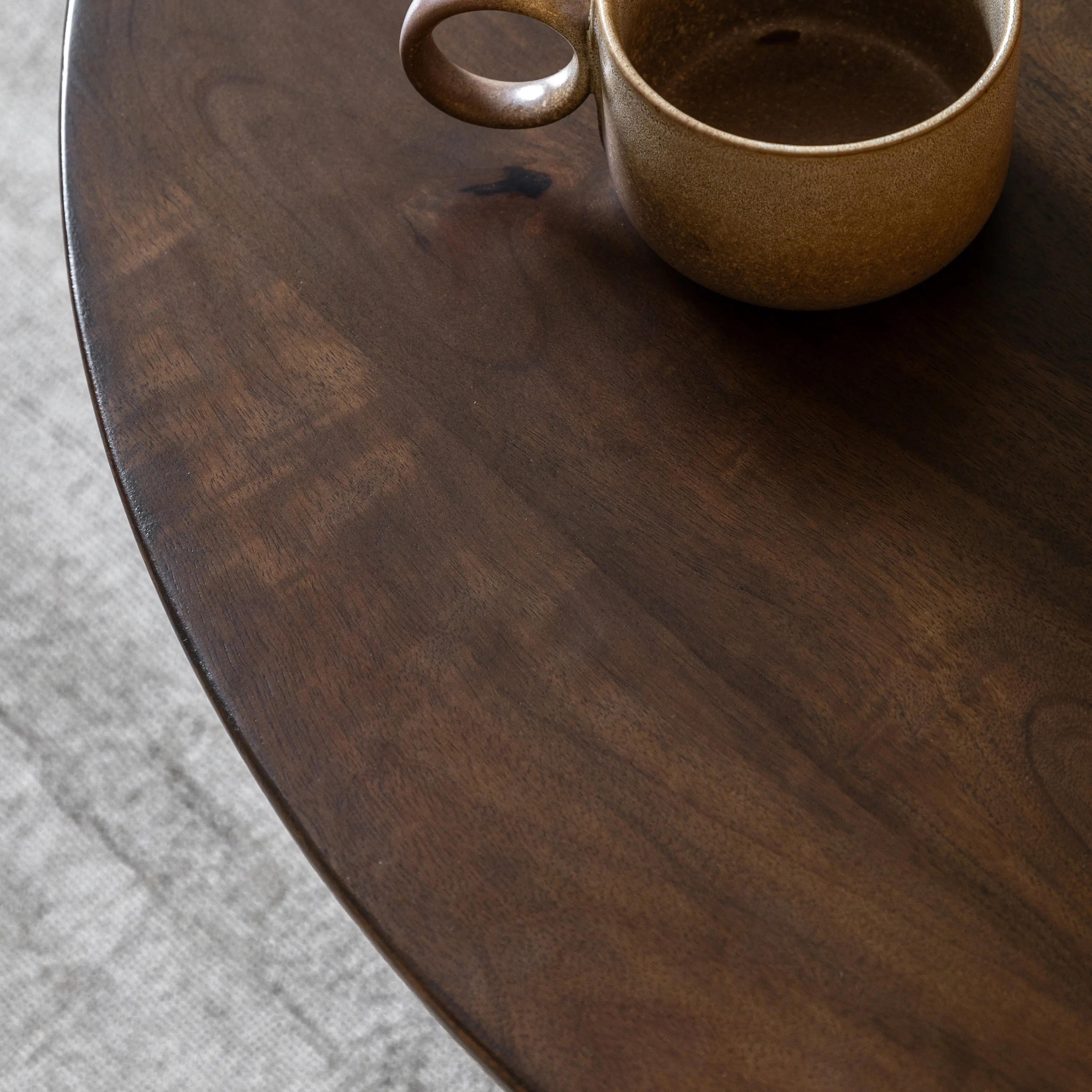 Suri Round Coffee Table in Dark Wood - Image 4