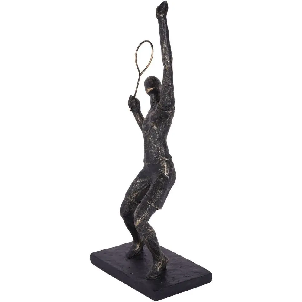 Bronze Tennis Player Sculpture – Dynamic Racket Sport Figurine - Image 4