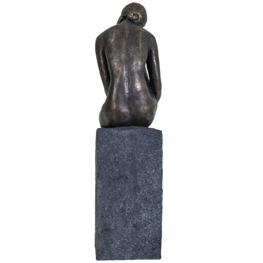 Thinking Lady Sculpture In Bronze Resin - Image 5