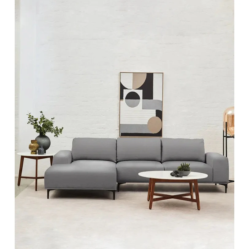 Tolaro 3 Seat Grey Fabric Right Chaise Sofa