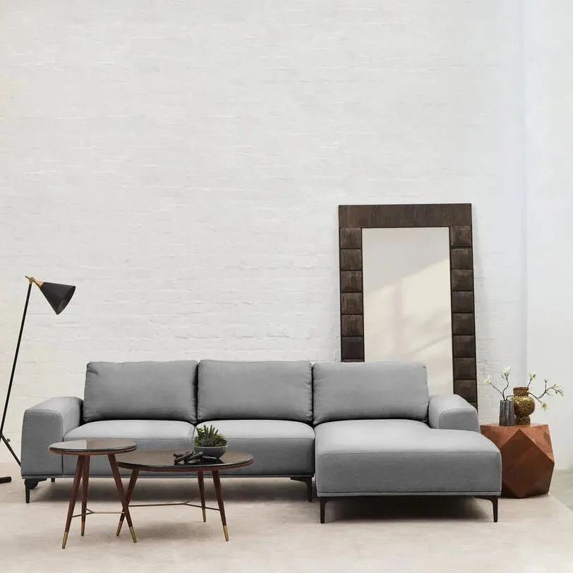 Tolaro 3 Seat Grey Fabric Right Chaise Sofa - Image 13
