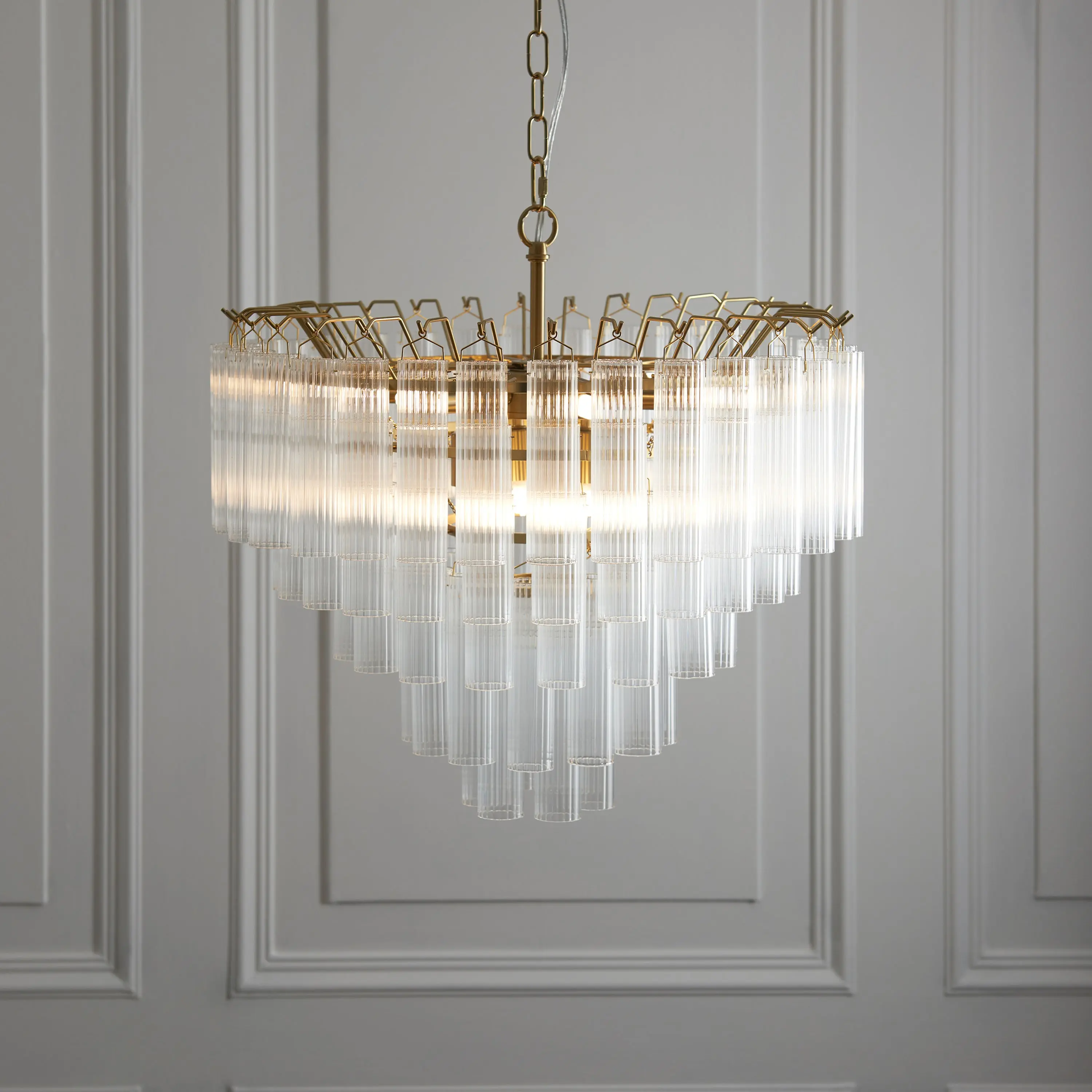 Toulano 12 Pendant Light Clear Ribbed Glass - Image 11