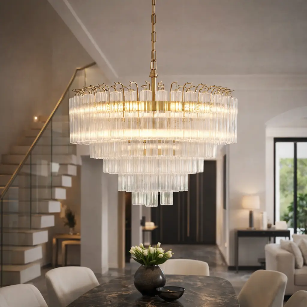 Toulano 12 Pendant Light Clear Ribbed Glass - Image 6